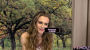 Tattooed Shemale Debuts Tugging