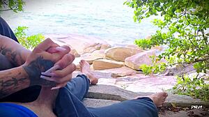 Unexpected Ejaculation Surprise At The Beach During Outdoor Amateur Session