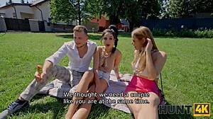 Swinging like cucking! Watch Czech wife in ffm threesome with doggystyle blowjob and pov cumshot while husband watches.