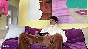 hey, stepmom interrupts my games for horny anal riding and creampie cheating