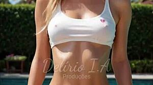 AI-generated blonde angels in intriguing scenes