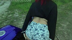 Amateurs And Latina Redhead In Public Outdoor Voyeur Scene