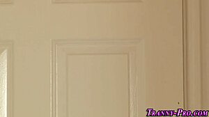 Shemale whore blowbanged with facial handjob fetish group!