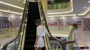 Skinny brunette teen blowjob in public toilet cumwalk