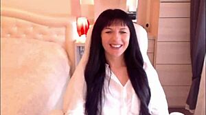 Hey small tit brunette Helga Muah aka Jessy, why not strip and tease in lingerie and stockings?