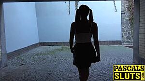 Submissive English slut BOUND and DOMINATED by maledom in rough outdoor bondage creampie.