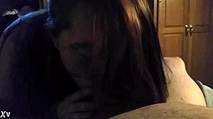 the slut wife takes on a blowjob for her daddy, sucking his cock eagerly in the scene