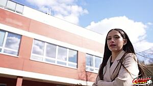 German scout picks up petite Colombian teen Sofia Smith for rough casting fuck