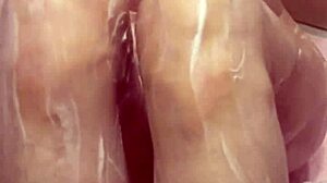 Married 38-Year-Old Woman Shows Cute Asian Body in Bathroom Scene with Dripping Nipples and Wedding Dress Ripped Off