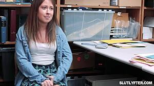 hey check out shoplifter teen 18+ angeline spreading her small tits wide open to get fingered and fucked hard in the office