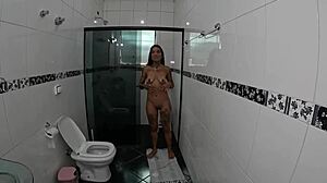 Behind the Scenes with Nick Niquita Features Wet Lingerie and Shaved Brazilian Action in Bathroom Photoshoot