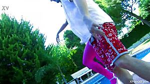 Oh wow, Spanish brunette teen whore gags on sloppy blowjob then takes passionate anal from monster cock!