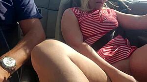 Squirting Hot Blonde Feels Overwhelmed Dildo Fucking Herself In Convertible On Highway