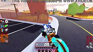 Cop performs blowjob in roblox jailbreak gameplay with big tits milf anal creampie and titty fuck by police bitch.