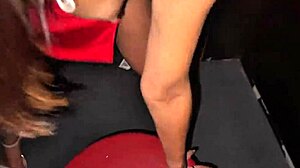 Brunette wife enjoys group fetish fun with husband at hot bar and inner swing house