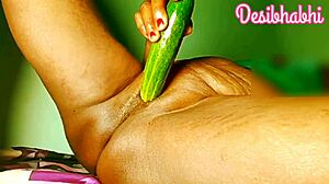 desibhabhi uses cucumber for hardcore fingering and cum in mouth in homemade video
