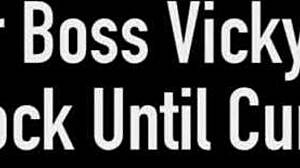 Beautiful cougar boss vicky vette contrasts subtlety by jerking huge cock to explosive cumshot