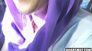 young muslim girl sneaks hardcore shaved pussy sex with american boyfriend in car behind stepdad's back.