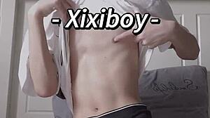 I feel so aroused as slim gay teen twink fingers and fucks his tight asshole hard with big monster cock machine