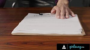 Milf Shay Sights intriguingly teams with teacher Reagan Foxx to spank and lick petite stepbae Demi Hawks in office threesome