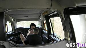 Nasty driver picks up lady in stockings for outdoor public banging with blowjob and handjob