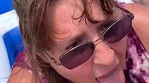 Nicebigddd sucks cock outdoors with tits exposed in homemade pov