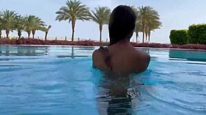 i'm monika fox swimming naked in the pool and sea of this hot country with my fake tits free