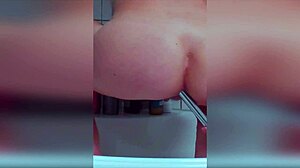 Anal slut uses enema for dirty ass cleanup before intense homemade fuck