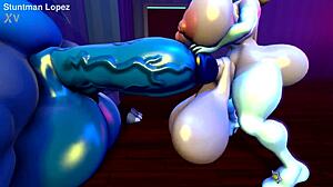 Casual tale of shemale Silverzard with huge cock in anal insertion action.