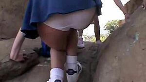 Little summer licks threesome outdoor with blonde teen amateurs masturbation fingering cunilingus.