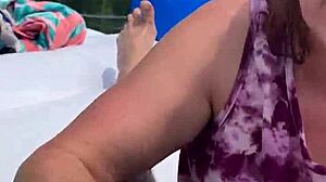 Nicebigddd sucks cock outdoors with tits exposed in homemade pov