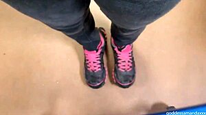 Follow this amateur milf on her outdoor walk in sweaty socks and sneakers