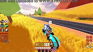 Cop performs blowjob in roblox jailbreak gameplay with big tits milf anal creampie and titty fuck by police bitch.