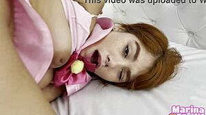 marina gold gets anal from bbc cock in role play with deepthroat blowjob wet pussy fingering and dirty talk 😈