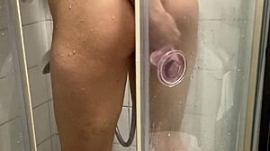 I fuck myself with huge dildo in shower during Eid