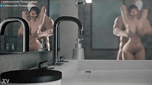 foda no chuveiro com sexo anal e peitos grandes