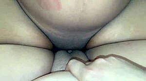 girls tribbing in missionary position with close-up clit rubbing action