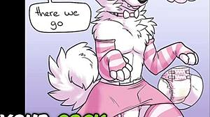 Diapered furry explores first time delights in part 1!