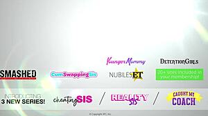 Hot Horny Blondes Ivi Rein and Rebecca Volpetti Seduce Stepbro for Threesome Cum Swapping