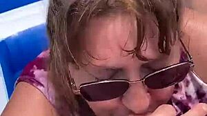 Nicebigddd sucks cock outdoors with tits exposed in homemade pov