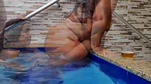 bbw drank all my milk right by the pool edge