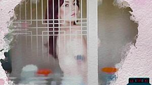 Sexy milf Kenna Vanessa in lingerie and stockings strips naked