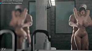 foda no chuveiro com sexo anal e peitos grandes