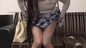 Outrageous handjob action from Japanese star Nozomi Kibimi in intense underwear buyout scene.