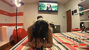 Room Casting Perla Gets Her Pussy Licked In Doggystyle And Loves It Too Much!