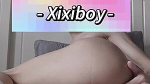 I feel so aroused as slim gay teen twink fingers and fucks his tight asshole hard with big monster cock machine