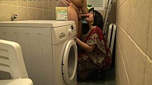 Amateur Cuckold Wife Enjoys Rough Sex in Basement While Husband Works