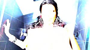 Joslyn James rides that huge chocolate dildo wildly!