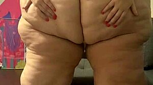 Large Curvy Woman Displays Her Prominent Backside