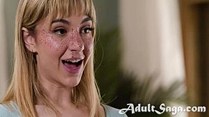 Can Kenzie Taylor and Reagan Foxx really calm young Demi Hawks' nerves with juicy pussy licking in a threesome?